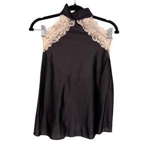 Undercoverwear Top Women SP Black Floral Lace Halter Sleeveless Blouse Open Back